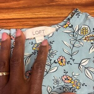 LOFT Floral Print Blouse in Blue and Pink